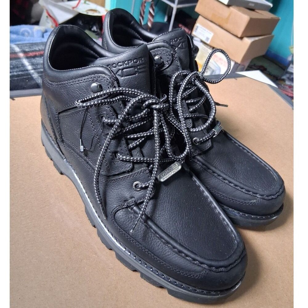 Rockport XCS Hydro-Shield Waterproof Boots Mens 11 Black Leather Vibram CI7961